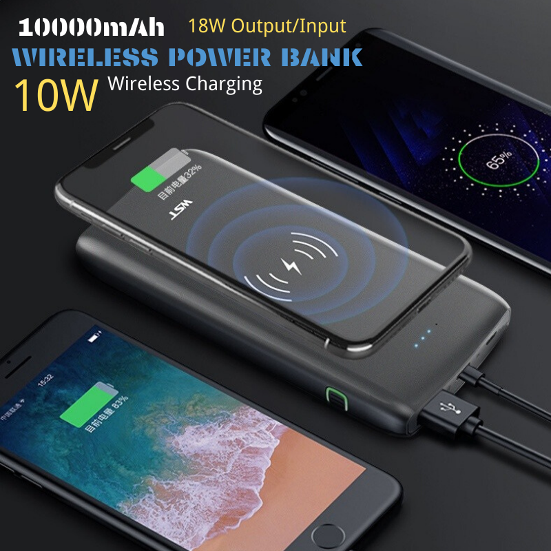 10000mah 10W Wireless Power Bank Portable Wireless Charger 18W Input ...